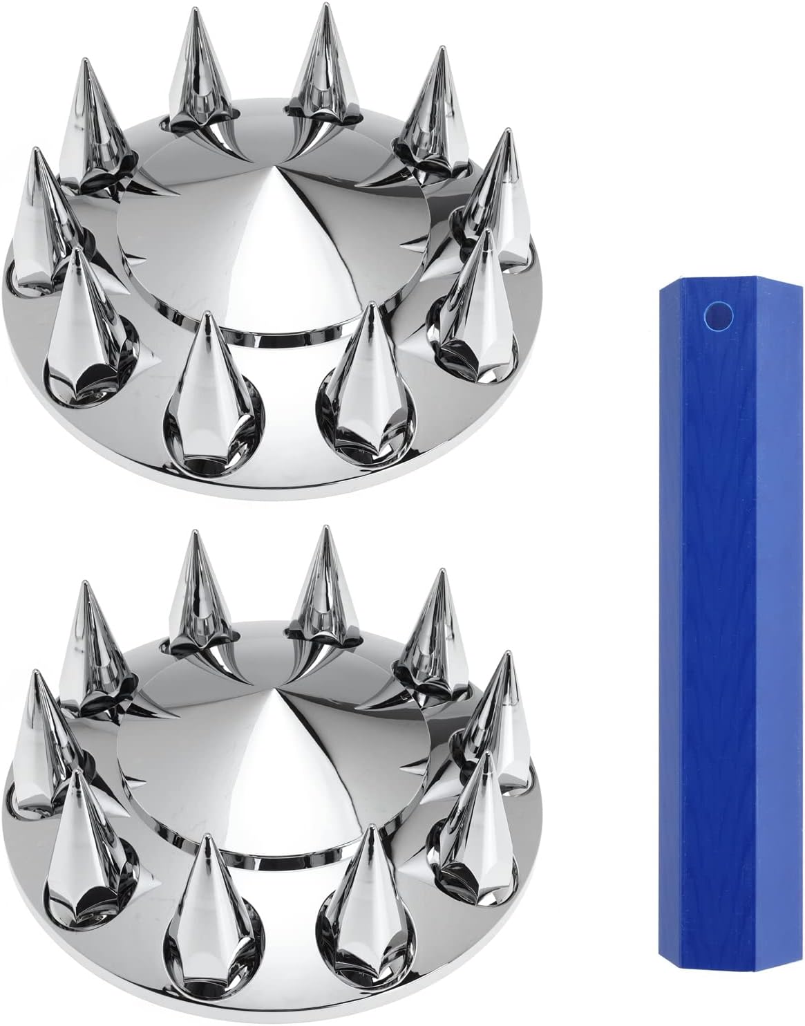 Chrome Front Axle Wheel Cover Hubcap Hub Cap for Semi for Truck 33mm Lug Nuts (Spiked)