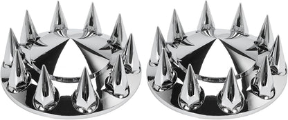 Front and Rear Axle Wheel Cover Hub Cap 33mm Spike Screw-on Lug Nut Covers for Freightliner Kenworth Peterbilt for Semi Truck with Spiked Hub Caps Kit (Spiked)