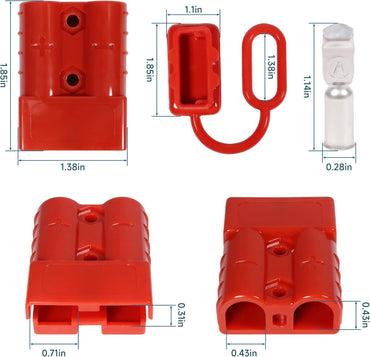 50A 600V Battery Quick Connect Disconnect Connector 6-10AWG Battery Cable Connector Fit for 6-10 Gauge Connect and Disconnect Plug Connector with Protect Cover and Screws
