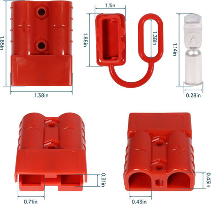 50A 600V Battery Quick Connect Disconnect Connector 6-10AWG Battery Cable Connector Fit for 6-10 Gauge Connect and Disconnect Plug Connector with Protect Cover and Screws