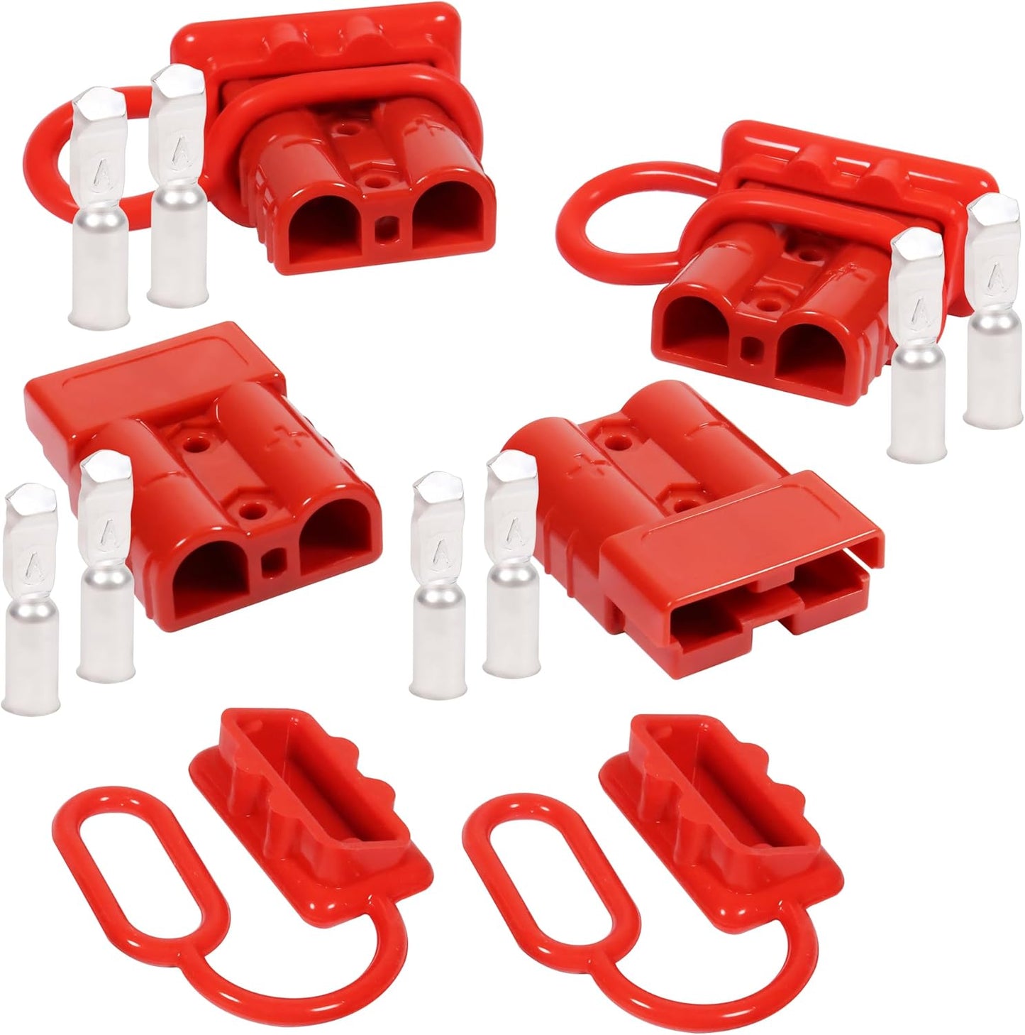 50A 600V Battery Quick Connect Disconnect Connector 6-10AWG Battery Cable Connector Fit for 6-10 Gauge Connect and Disconnect Plug Connector with Protect Cover and Screws