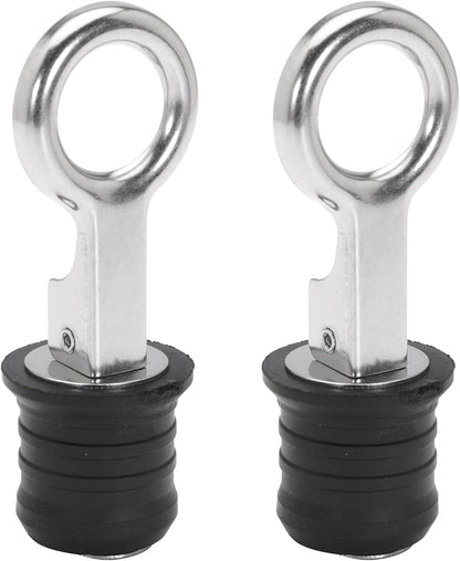 Boat Drain Plug - O-Handle Snap Plug, Brass/Stainless Steel, Rubber