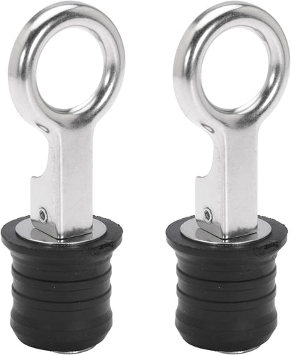 Boat Drain Plug - O-Handle Snap Plug, Brass/Stainless Steel, Rubber