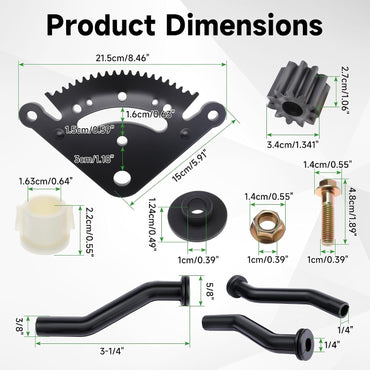 Steering Sector Pinion Gear 1GXD110E and Vacuum Pump Hose 596163 for John Deere D140 D160 D170 D130 D125 Replaces 593998 797408 for Lawn Tractor Repair