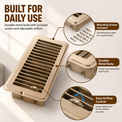 8PCS 4"x 8" RV Floor Vent Covers Register Vents Walkable Floor Vents Air Vent Covers for Mobile Home Floor Heater