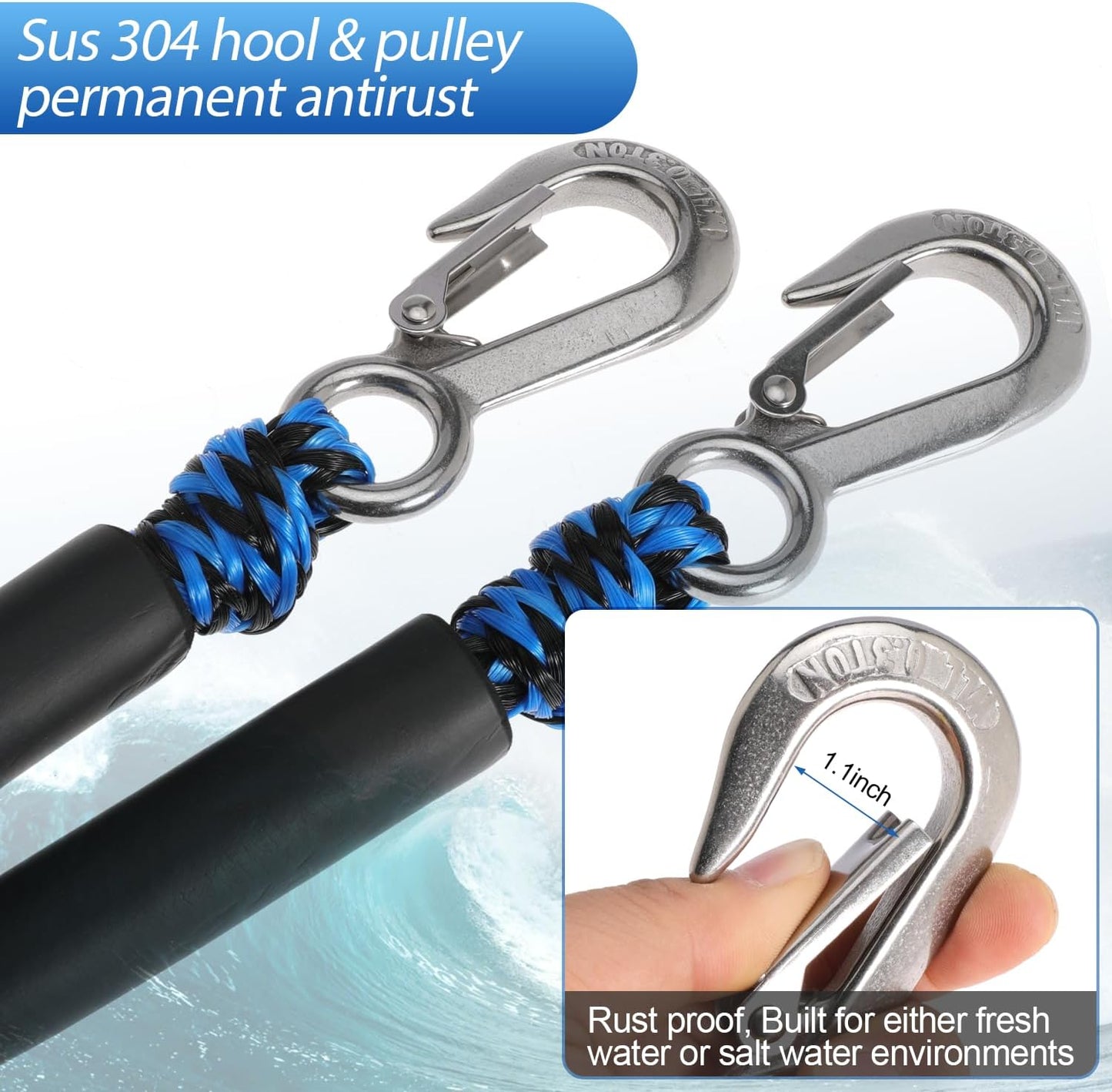 Heavy Duty Boat Tow Harness for Tubing Self Centering Boat Tow Rope with Stainless Steel Quick Connector for Boat Water Sport Water Ski Jet Ski Wakeboarding