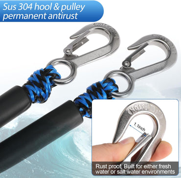 Heavy Duty Boat Tow Harness for Tubing Self Centering Boat Tow Rope with Stainless Steel Quick Connector for Boat Water Sport Water Ski Jet Ski Wakeboarding
