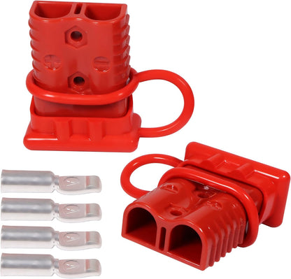 175A 600V Battery Quick Connect Disconnect Connectors 1/0 AWG Wire Harness Cable Plug Kit 2pack, Red