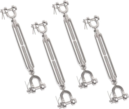 1/4" 304 Stainless Steel Jaw and Jaw Turnbuckle, Adjustable Small Turnbuckle Tensioner, Cable Tensioner, 1140 LBS Working Load Limit, Turnbuckles for Cables Wire Clothesline Shade Sail (M6-1/4-2pcs)