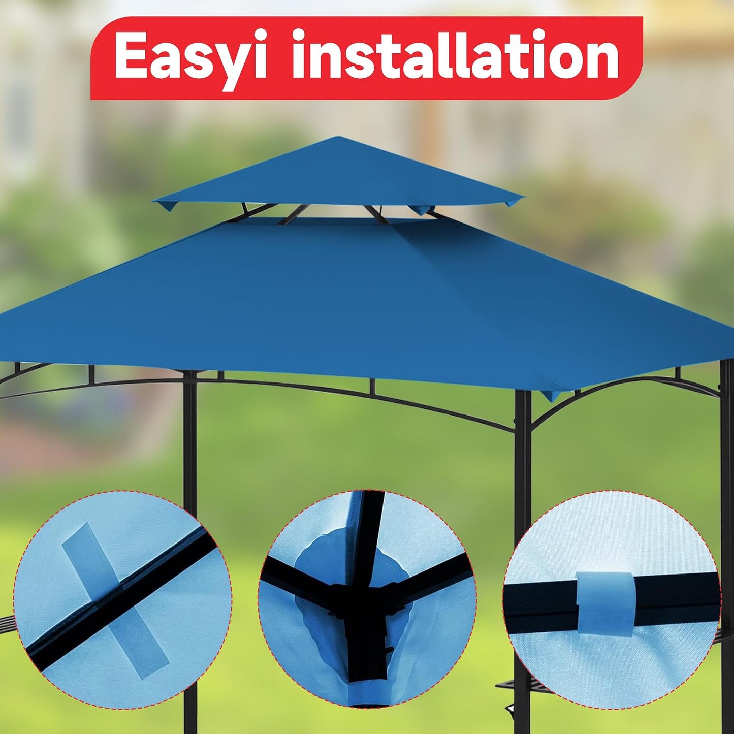 Grill Gazebo Replacement Canopy Top Only - 5' x 8' Outdoor BBQ Gazebo Canopy Roof, Waterproof Double Tiered Shelter Cover Fit for L-GG001PST-F