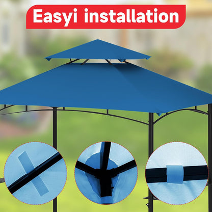 Grill Gazebo Replacement Canopy Top Only - 5' x 8' Outdoor BBQ Gazebo Canopy Roof, Waterproof Double Tiered Shelter Cover Fit for L-GG001PST-F