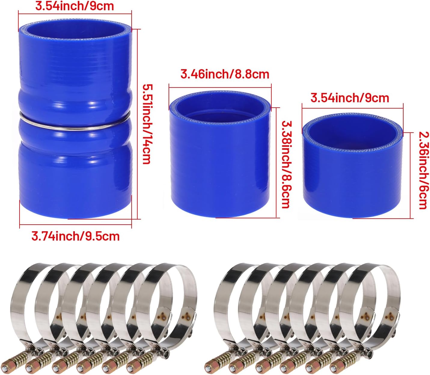7.3 Hose Boot Kit for Ford F250 F350 7.3L Diesel 1999 2000 2001 2002 2003 with T Bolt Clamp Blue