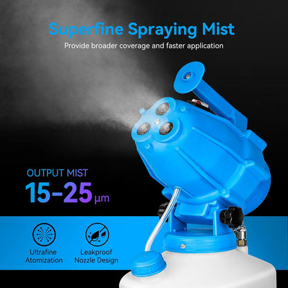 5L (1.3 Gallon) Electric ULV Fogger Machine with 3 Nozzles, Portable Sprayer Cold Fogger with 30ft Adjustable Spray Distance