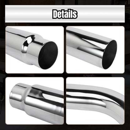 4 Inch Diesel Exhaust Elbow Tip, 4" Inlet to 5" Outlet, 23" Long Chrome Exhaust Pipe Elbow 2pcs 4'' Exhaust Clamps