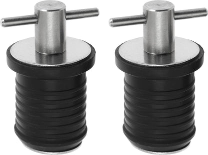 2 Pcs Boat Drain Plug With T Handle - Snap Rubber Plugs With Brass/Stainless Steel Handle - Marine Twist Accessories
