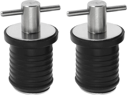 2 Pcs Boat Drain Plug With T Handle - Snap Rubber Plugs With Brass/Stainless Steel Handle - Marine Twist Accessories