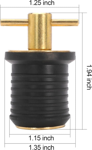 4pcs T-Handle Boat Plug Brass/Stainless Steel Boat Drain Plug Snap Handle Plug Rubber Drain Plug for Boat Marine