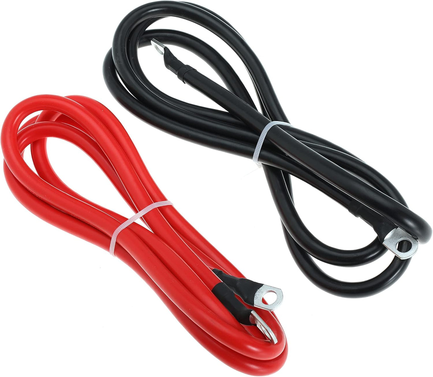2 AWG Battery Cable 2AWG Gauge Battery Inverter Cables with 3/8 in Lugs Pure Copper Power Inverter Wire Set for Solar Marine Boat RV Car Motorcycle 2pcs (7FT)