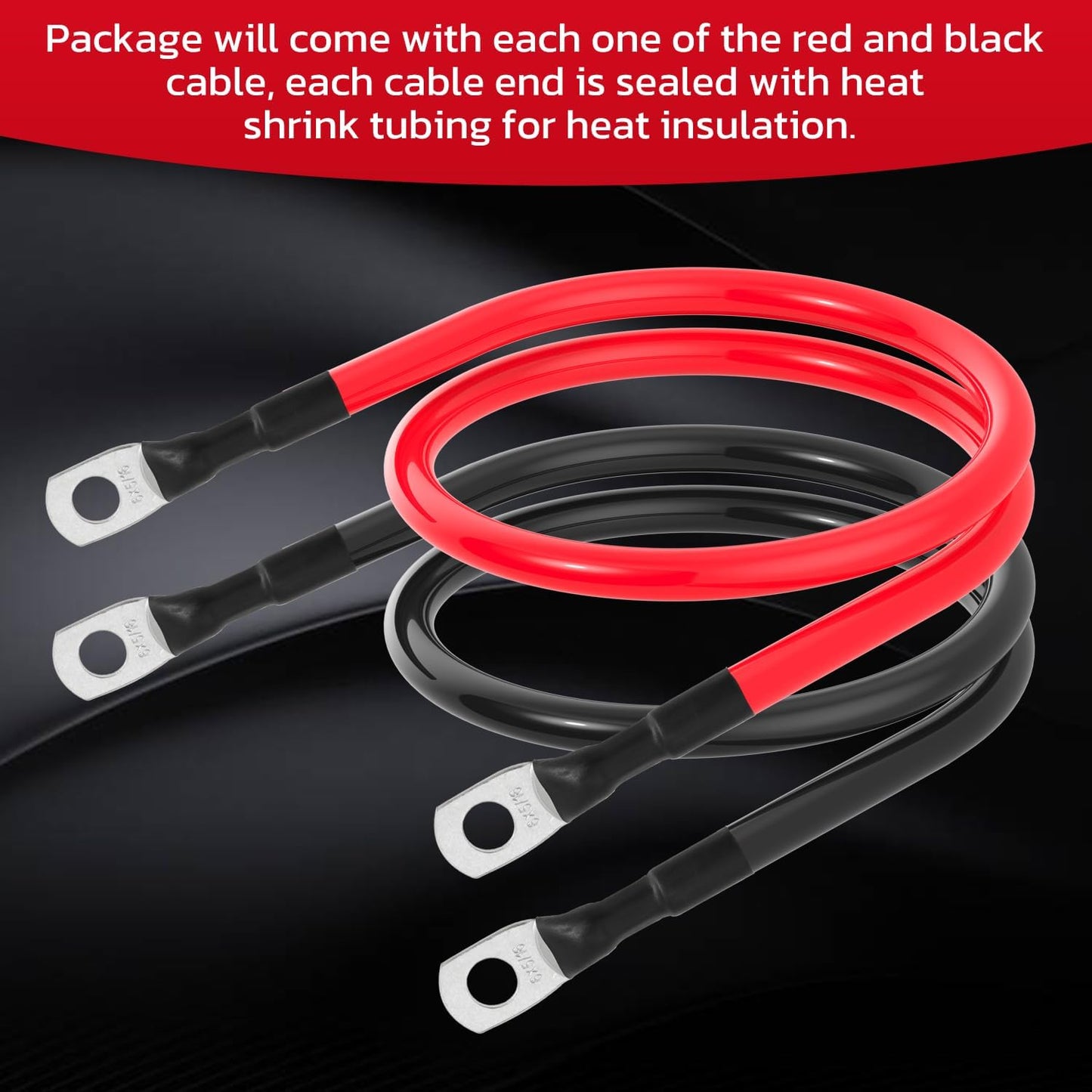 6 AWG Battery Cable 6AWG Gauge Battery Inverter Cables for Automotive Solar Marine Boat RV Car Motorcycle (6 AWG, 20in, 5/16")