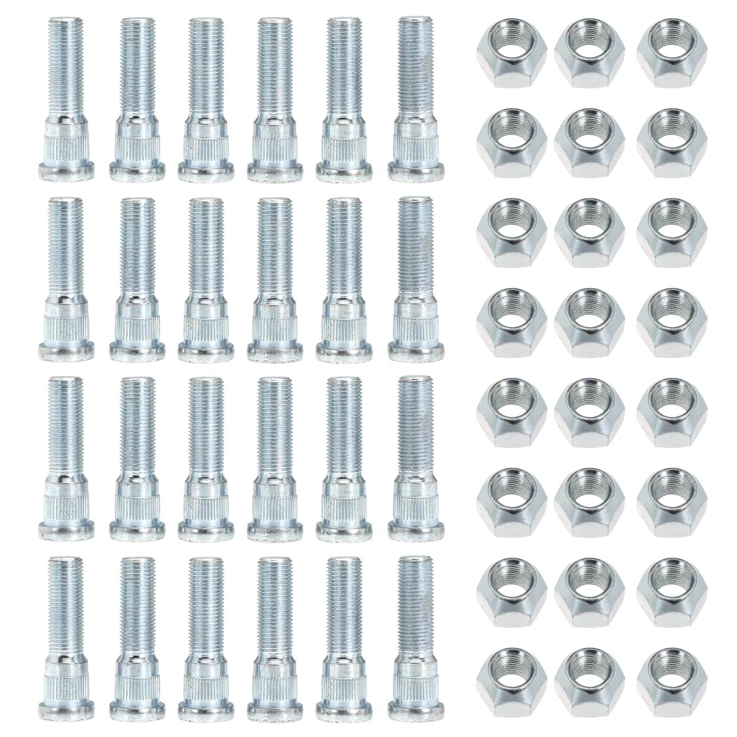1/2-20 Inch Wheel Stud with Nuts for Trailer for Lippert Axles 2000 lb to 3500 lb for Dexter 4400 lb with 1/2"-20 UNF Thread Size (24Sets)