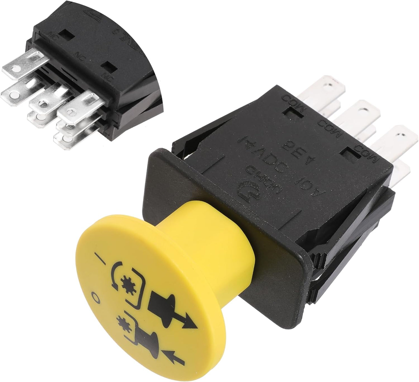 Clutch PTO Switch 8 Terminals for Scag for Murray for AYP for Husqvarna Compatible with 481687, 483957, 94927MA, 6201316MA, 146283, 140404, 430-433, 532140404, 1716332SM, 10 AMP, Yellow Knob