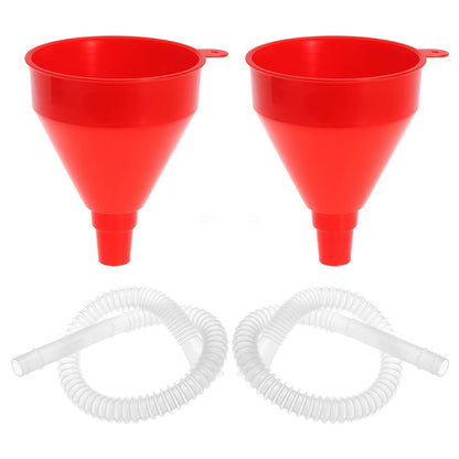 Small Flexible Fuel Funnel with Long Hose Plastic Wide Mouth Filling Funnel Car Funnel for Engine Oil Gas Fuel Gasoline Diesel Water Fluid Liquid Transmission Red Wide Diameter 3.15inch(1)