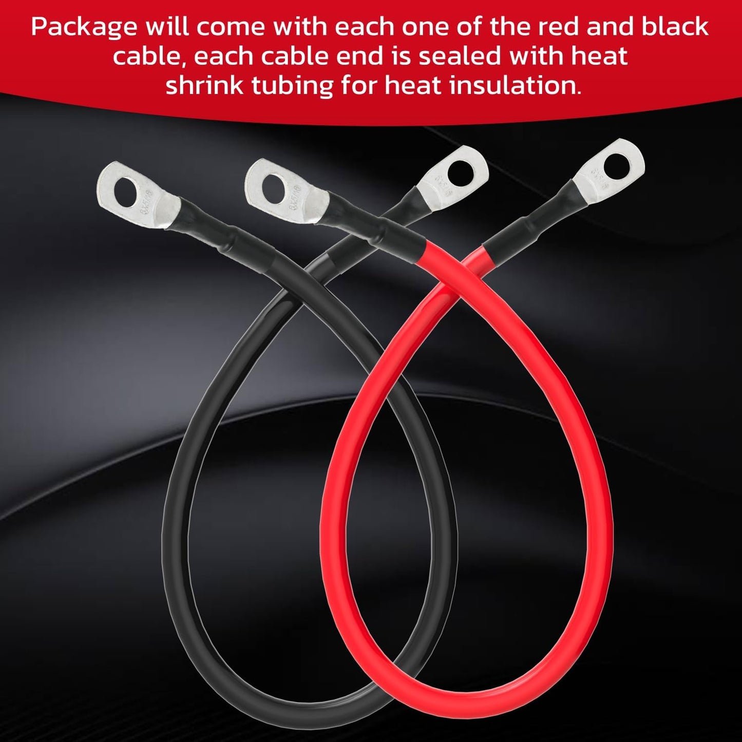 6 AWG Battery Cable 6AWG Gauge Battery Inverter Cables for Automotive Solar Marine Boat RV Car Motorcycle (6 AWG, 1FT, 5/16")