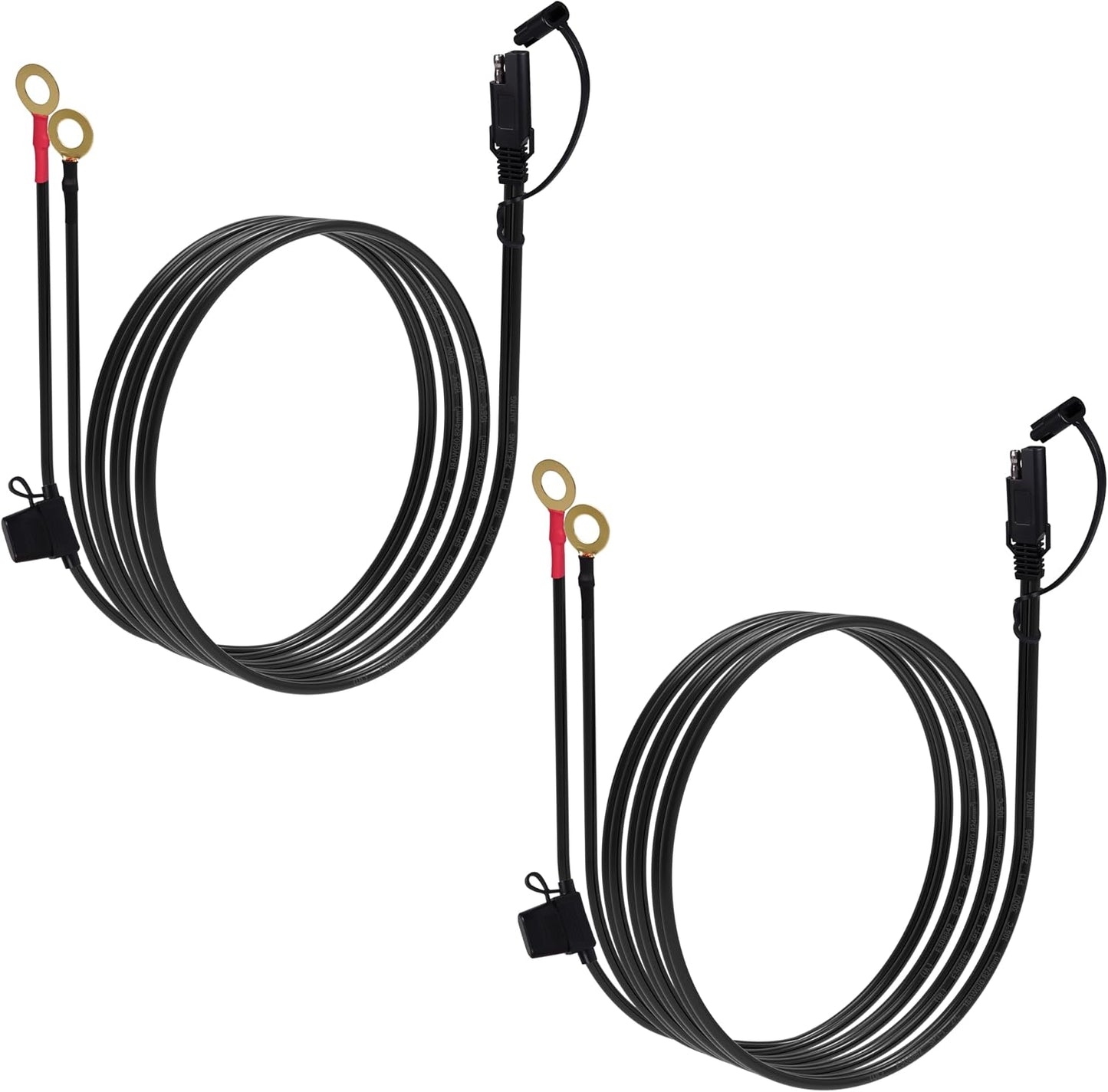 5FT 18AWG SAE Extension Cable, SAE Battery Charger Cord 18 AWG, 2 Pin Quick Disconnect SAE to O Ring Terminal Harness Extension Cord for Solar Batteries Cars Motorcycles, 6pcs