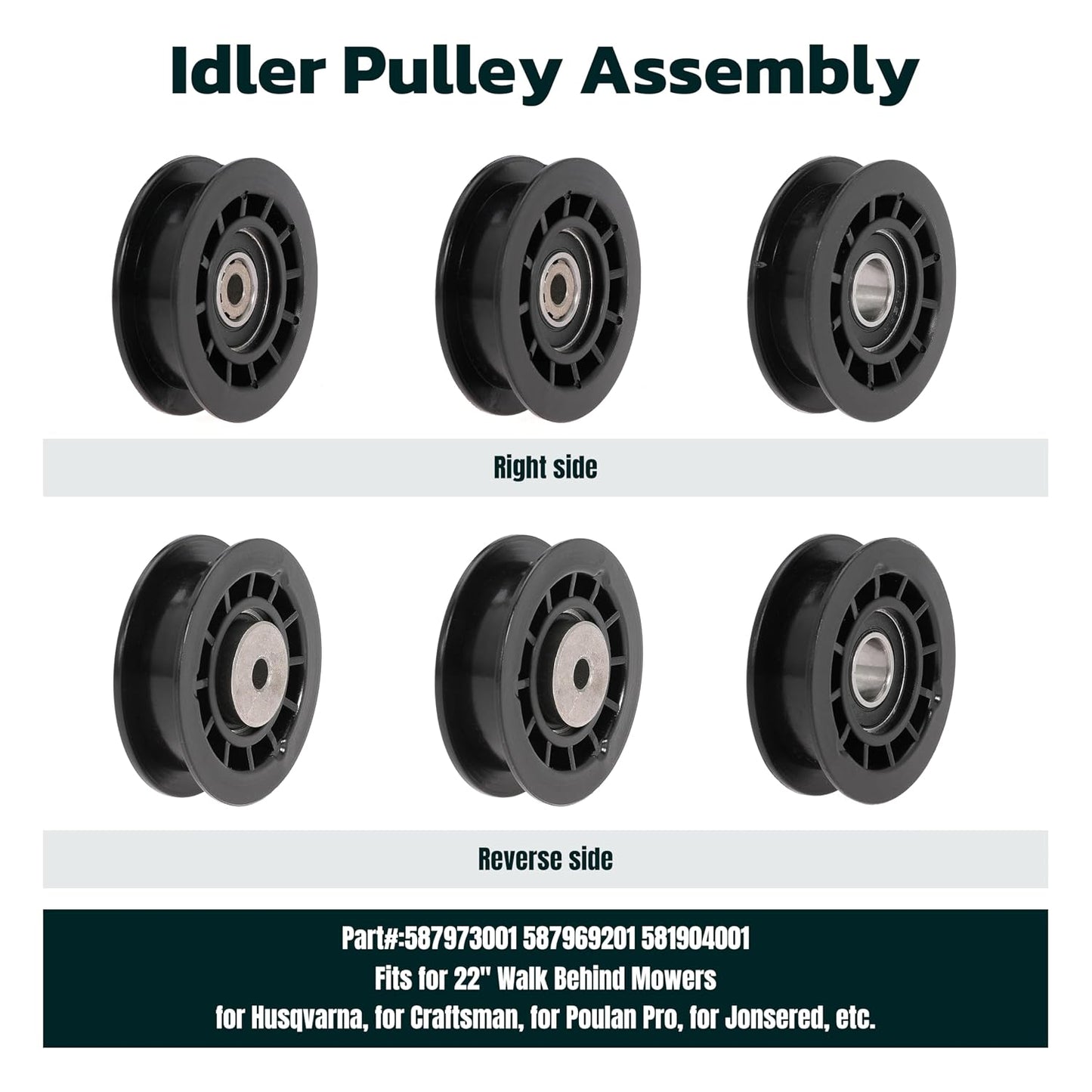 Idler Pulley Belt Repair Kit Replaces 587973001 587969201 580364609, fits for Husqvarna LC221A LC221AH Walk-Behind Lawn Mowers, for Husqvarna 22" AWD HU675AWD HU725AWD Mowers
