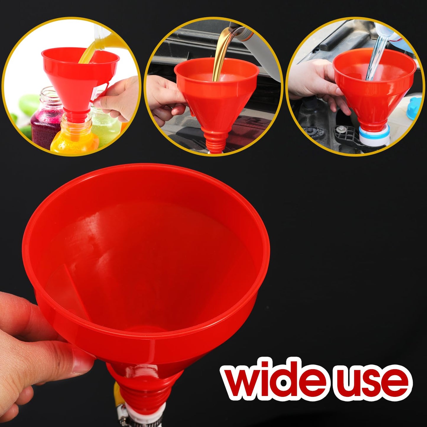 Wide Mouth Oil Funnel with 100cm Long Hose Universal Fuel Funnel for Car Automotive Use Large Funnel for Kitchen Engine Gas Fluid Liquid with Mesh Screen and Clamp (2)