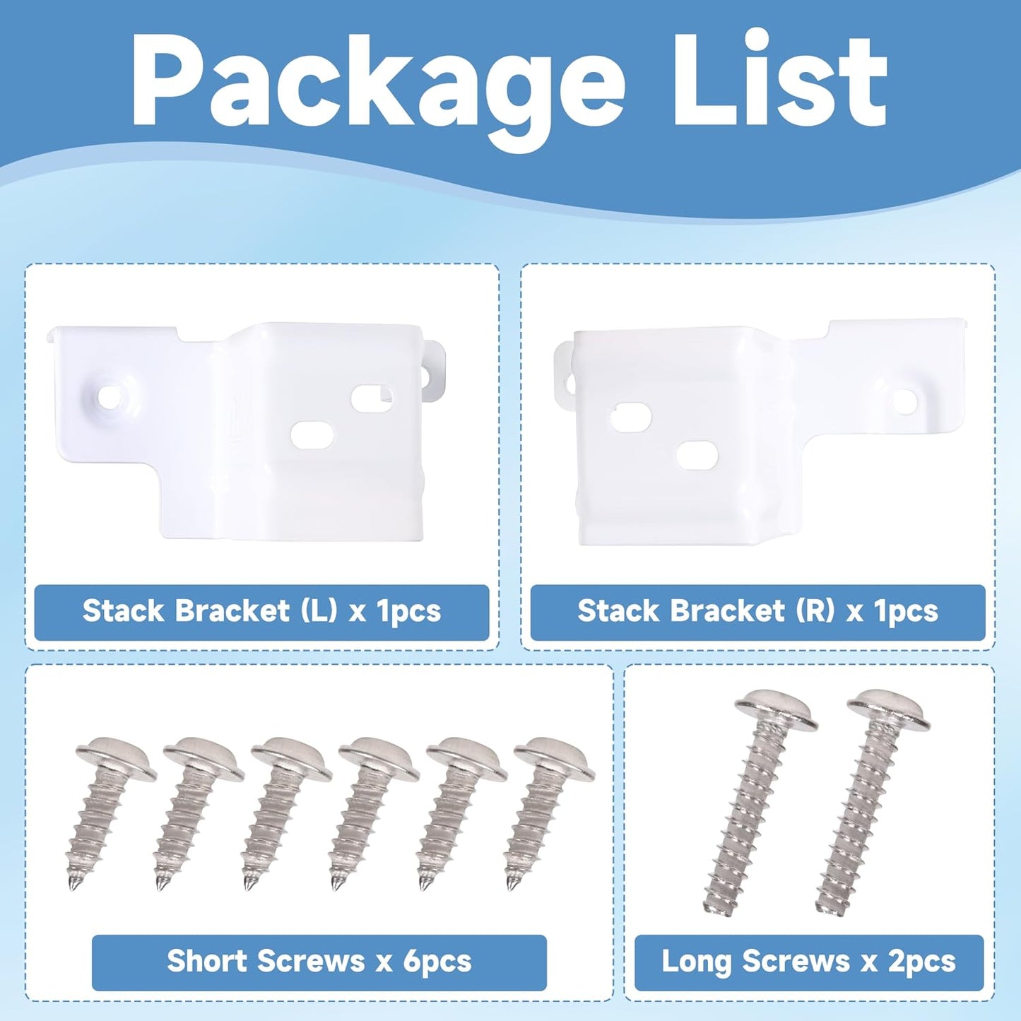 24" Stack Bracket Kit for GE GFA24KITL 24 Inch Front Load Washers and Dryers Laundry Bracket 24in Width Frontload Stacking Kit (White)