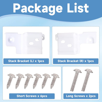24" Stack Bracket Kit for GE GFA24KITL 24 Inch Front Load Washers and Dryers Laundry Bracket 24in Width Frontload Stacking Kit (White)