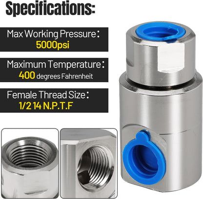 ½ Inch FXF Hose Reel Swivel Heavy Duty with Grease Zerk Fitting for Home and Industrial Steel Swivel Joint Hose Reel Fitting Replace 9SS8MP50XFP50-Ni-AL