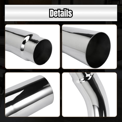 5 Inch Diesel Exhaust Elbow Tip, 5" Inlet to 6" Outlet, 23" Long Chrome Exhaust Pipe Elbow 2pcs 5'' Exhaust Clamps