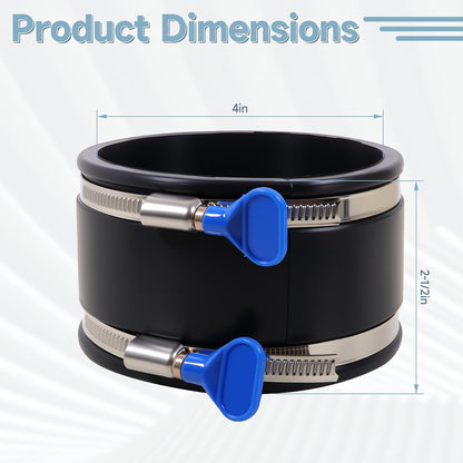 2 Pack 4 Inch Dust Control Flex Cuff with Adjustable Hose Clamps, Rubber Connector Rubber Cuff Coupler for Woodworking Dust Collection Fittings