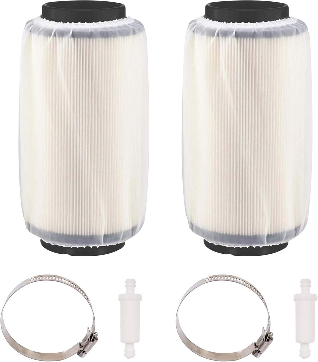 7080595 Air Filter 5811633 Air Preclean Sleeve 2530009 Fuel Filter with Clamp for Polaris Scrambler Magnum 325 500 Sportsman 335 400 500 550 570 700 850 (Set of 3)