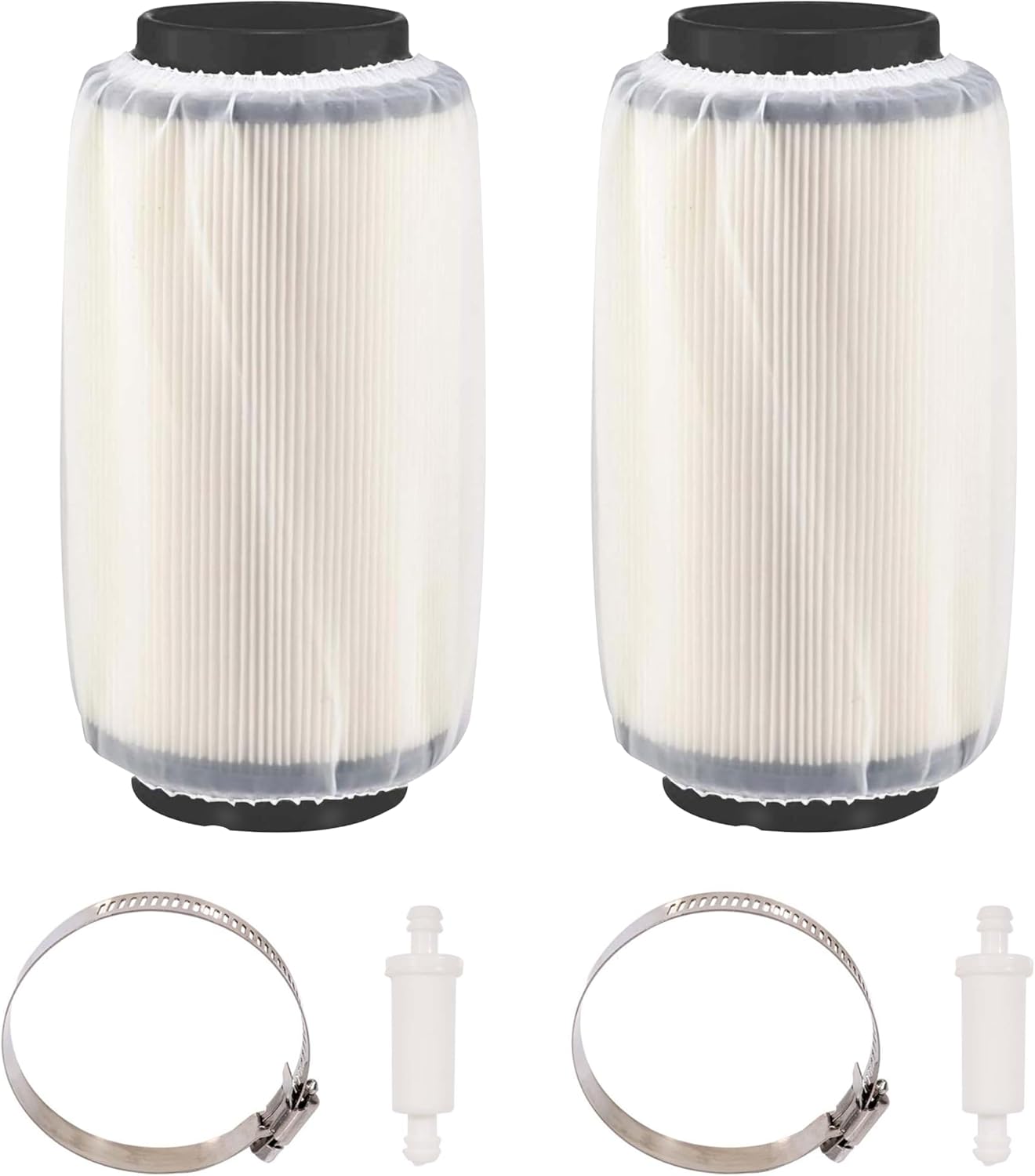 7080595 Air Filter 5811633 Air Preclean Sleeve 2530009 Fuel Filter 2520799 Oil Filter with Clamp for Polaris Scrambler Magnum 325 500 Sportsman 335 400 500 550 570 700 850 (Set of 4)