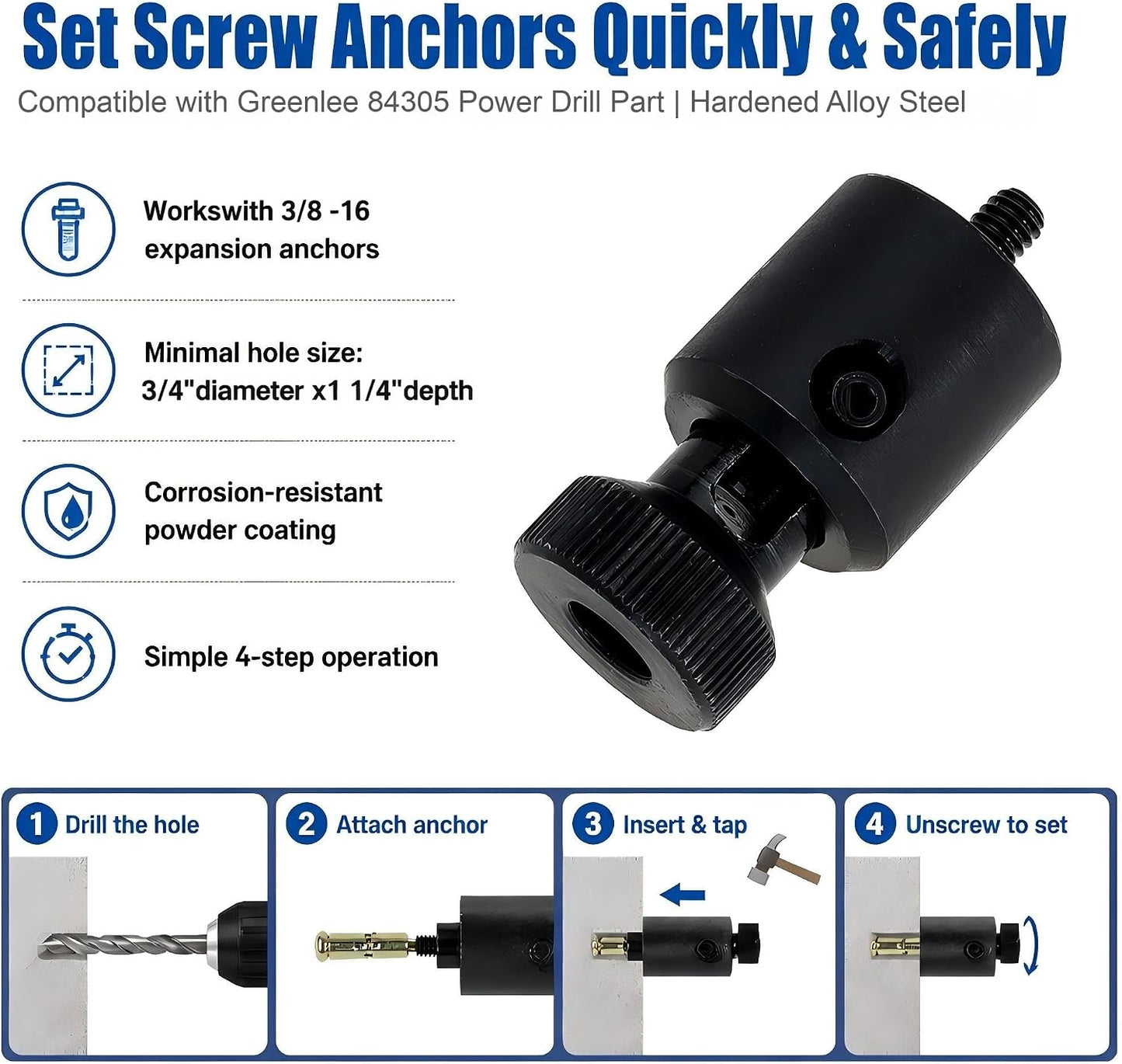 Screw Anchor Expander Replace 870 For Greenlee For Anchor 84305 Power Drill Part For Caulking Anchor Size 3/8" - 16