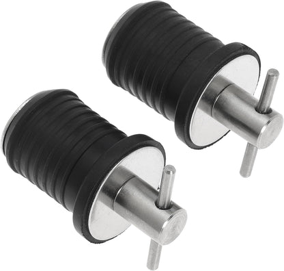 2 Pcs Boat Drain Plug With T Handle - Snap Rubber Plugs With Brass/Stainless Steel Handle - Marine Twist Accessories