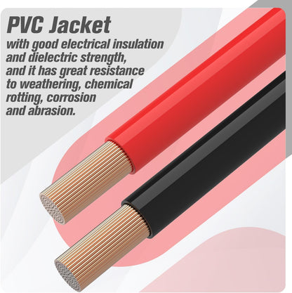 6 AWG Battery Cable 6AWG Gauge Battery Inverter Cables for Automotive Solar Marine Boat RV Car Motorcycle (6 AWG, 3FT, 5/16")