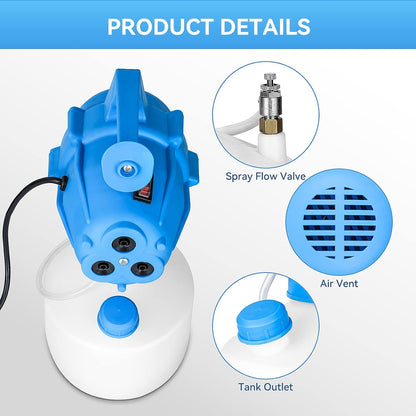 5L (1.3 Gallon) Electric ULV Fogger Machine with 3 Nozzles, Portable Sprayer Cold Fogger with 30ft Adjustable Spray Distance