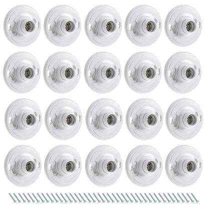 20 Pack for E26 for E27 Light Base Socket Keyless Lamp Base Holder White Ceiling Bulb Socket 660W Outlet Box Mount for Incandescent for LED for Fluorescent Bulbs Indoor Outdoor Use