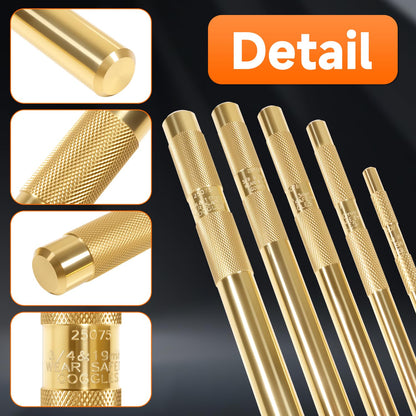 Brass Drift Punch Set 1/4'' 3/8'' 1/2'' 5/8'' 3/4'' 5 Pcs Hand Punches Tool 1/4-Inch 3/8-Inch 1/2-Inch 5/8-Inch 3/4-Inch Brass Pin Drive Punch Set Replace 67003-MAI 045256670034