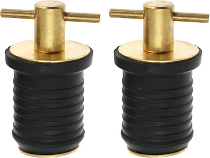 2 Pcs Boat Drain Plug With T Handle - Snap Rubber Plugs With Brass/Stainless Steel Handle - Marine Twist Accessories