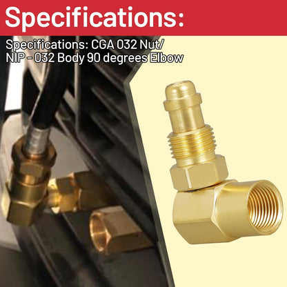 AW-407 / CGA 032 Nut/NIP-032 Body 90' Argon Welder Connector 90 Degrees Elbow Inert Gas Adaptor Compatible for Everlast for TIG for MIG Welder