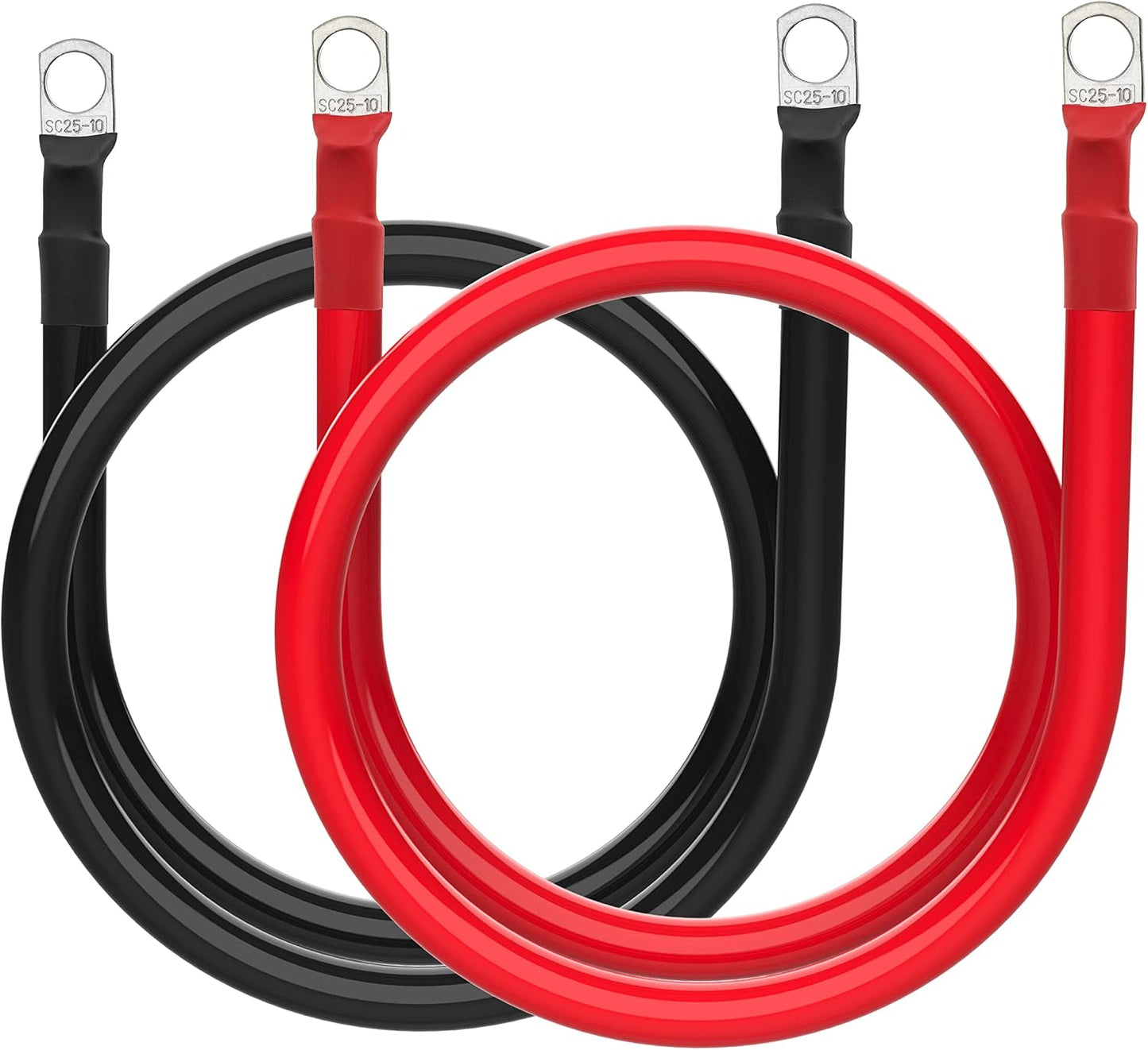 4 AWG Battery Cable 4 Gauge Battery Wires with 3/8 terminals Power Inverter Cables for Solar Boat Marine RV Car (3FT, 1 red+1 black cable)