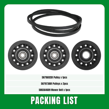 Replacement 587973001 587969201 580364609 Belt Repair Kit LC221A LC221AH Belt and Pulley Kit for Husqvarna 22" AWD HU675AWD HU725AWD Walk-Behind Lawn Mowers