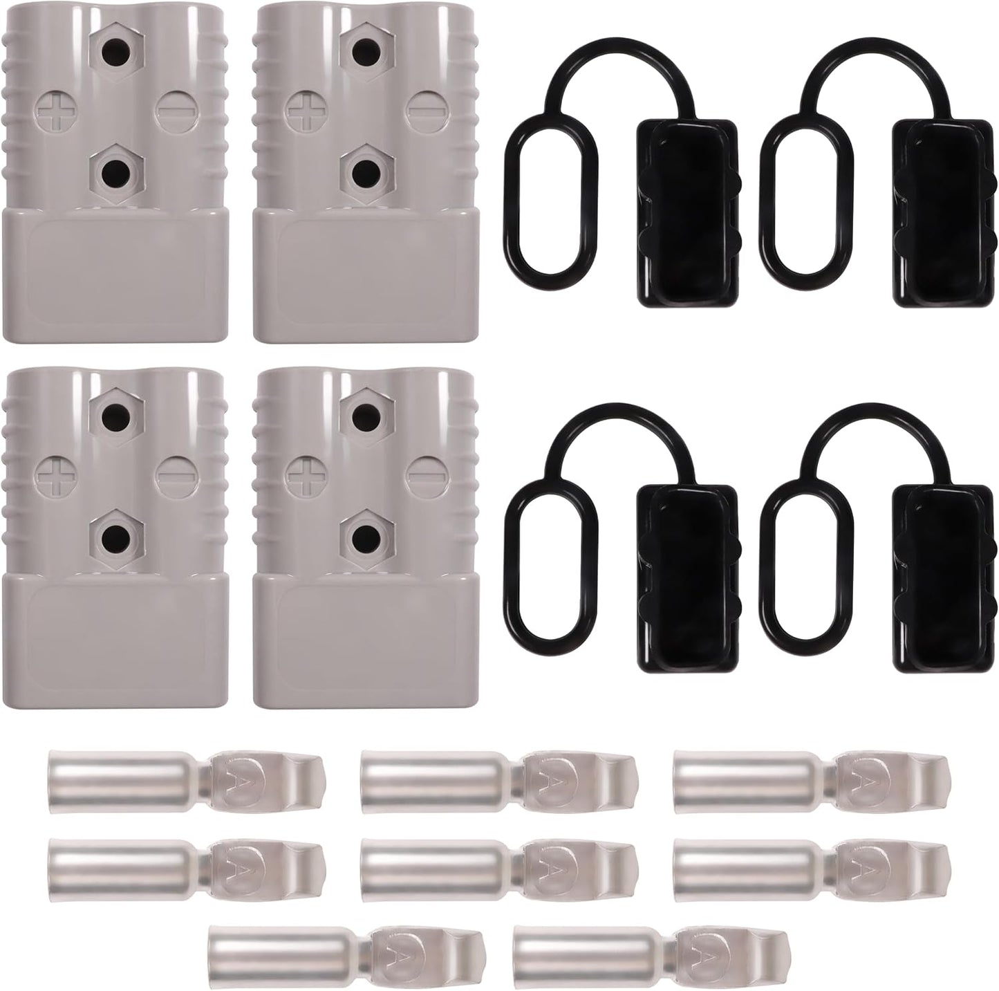 50A 600V Battery Quick Connect Disconnect Set 6-12AWG Battery Cable Connector Fit for 6/8/10/12 Gauge Connect and Disconnect Plug Connector with Protect Cover and Screws