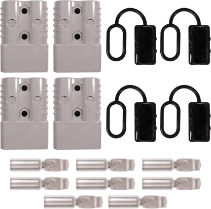 50A 600V Battery Quick Connect Disconnect Set 6-12AWG Battery Cable Connector Fit for 6/8/10/12 Gauge Connect and Disconnect Plug Connector with Protect Cover and Screws