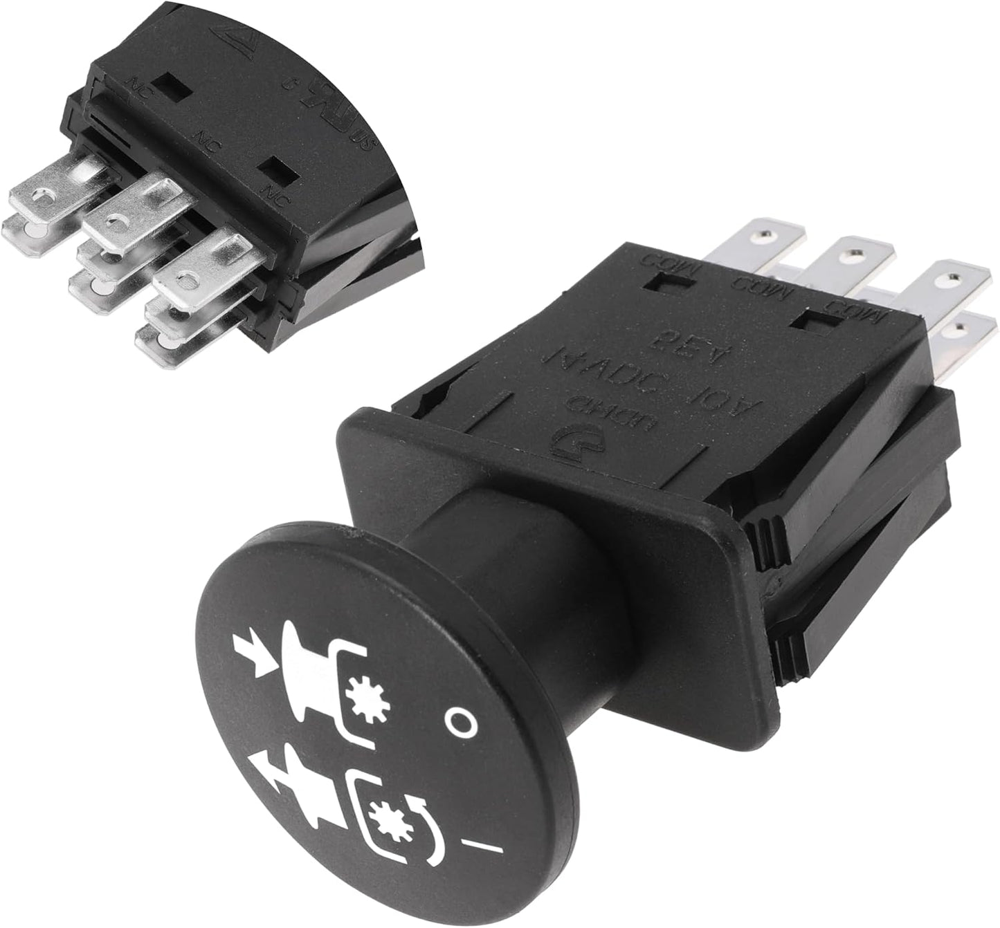 Clutch PTO Switch 8 Terminals for Scag for Murray for AYP for Husqvarna Compatible with 481687, 483957, 94927MA, 6201316MA, 146283, 140404, 430-433, 532140404, 1716332SM, 10 AMP, Yellow Knob